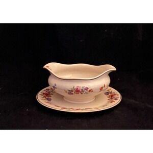Syracuse Old Ivory Sharon Gravy Boat w/ attached underplate USA HTF